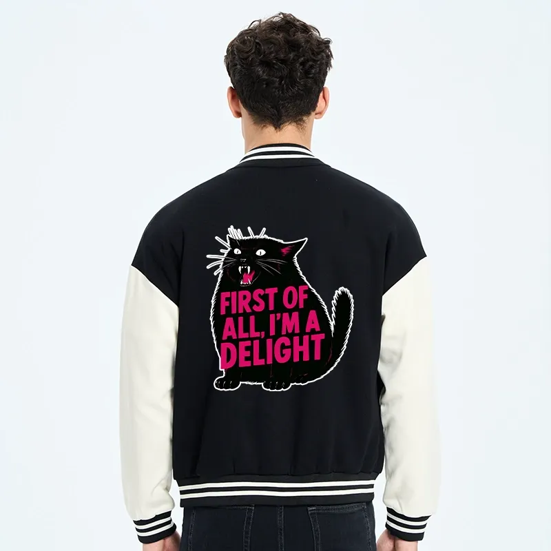 Tokyo-Tiger Roaring Black Cat Embroidery Varsity Jacket