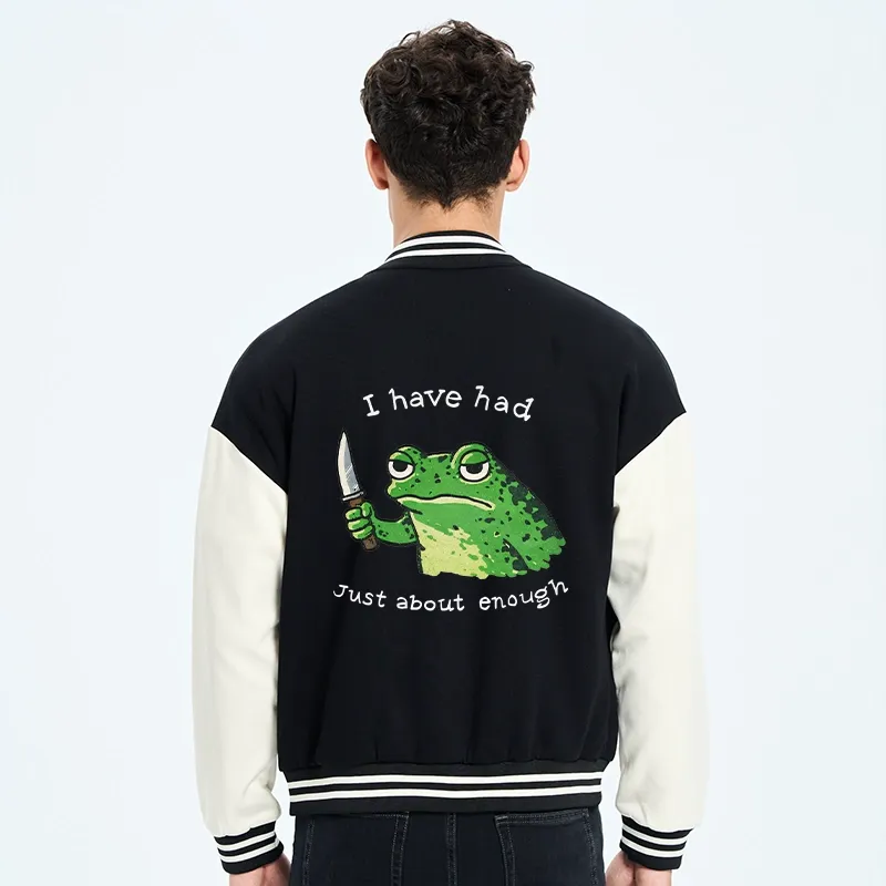 Tokyo-Tiger Impatient Frog Embroidery Varsity Jacket