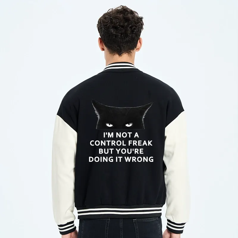 Tokyo-Tiger Control Freak Funny Embroidery Varsity Jacket