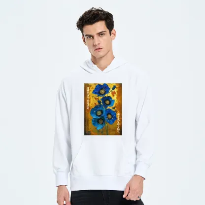 Tokyo-Tiger Shiny Blue Flower Warm Golden Background Classic Hoodie