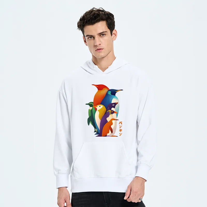 Tokyo-Tiger Cute Multi Tone Penguins Classic Hoodie