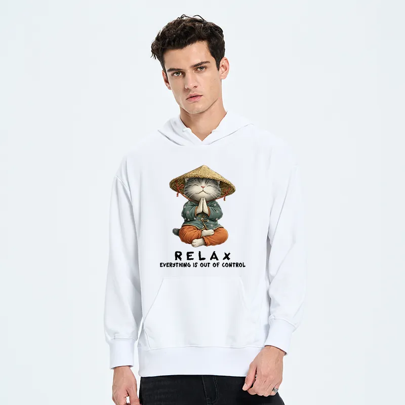 Tokyo-Tiger Zen Relax Cat Graphic Classic Hoodie