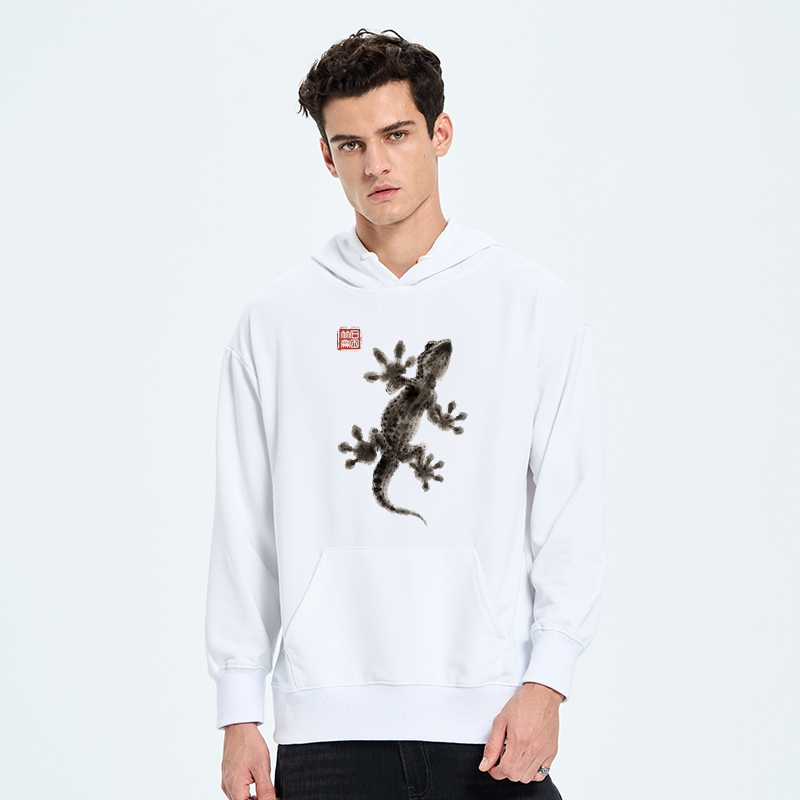 Tokyo-Tiger Minimal Asian Ink Brush Gecko Vibe Classic Hoodie
