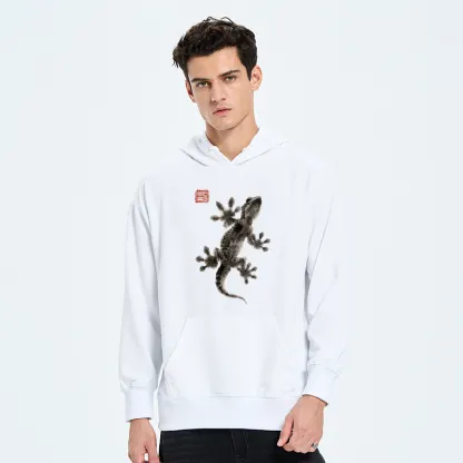 Tokyo-Tiger Minimal Asian Ink Brush Gecko Vibe Classic Hoodie