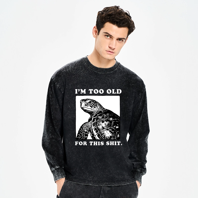 Tokyo-Tiger Turtle I Quit Meme Energy Washed Long Sleeve T-Shirt