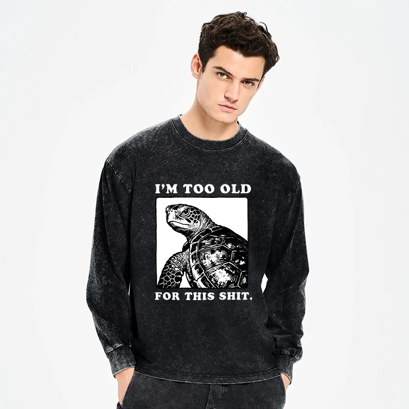 Tokyo-Tiger Turtle I Quit Meme Energy Washed Long Sleeve T-Shirt