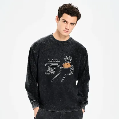 Tokyo-Tiger Dishonest Capybara Washed Long Sleeve T-Shirt
