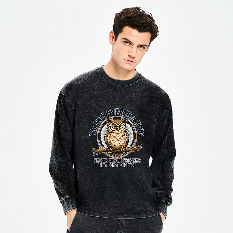 Tokyo-Tiger Overthink Master Owl Washed Long Sleeve T-Shirt