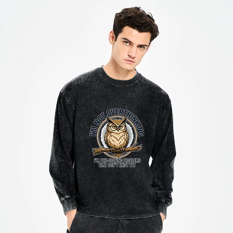 Tokyo-Tiger Overthink Master Owl Washed Long Sleeve T-Shirt