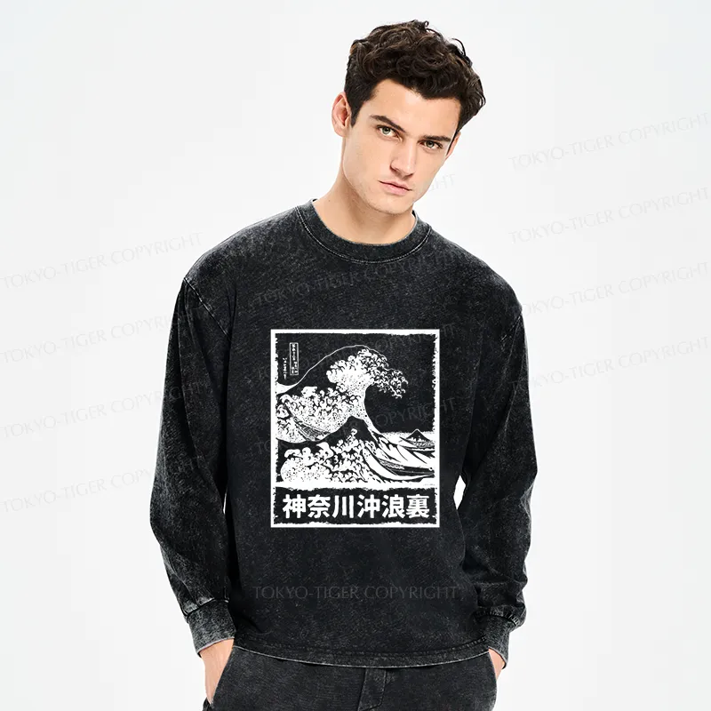 Tokyo-Tiger Legendary Wave Washed Long Sleeve T-Shirt