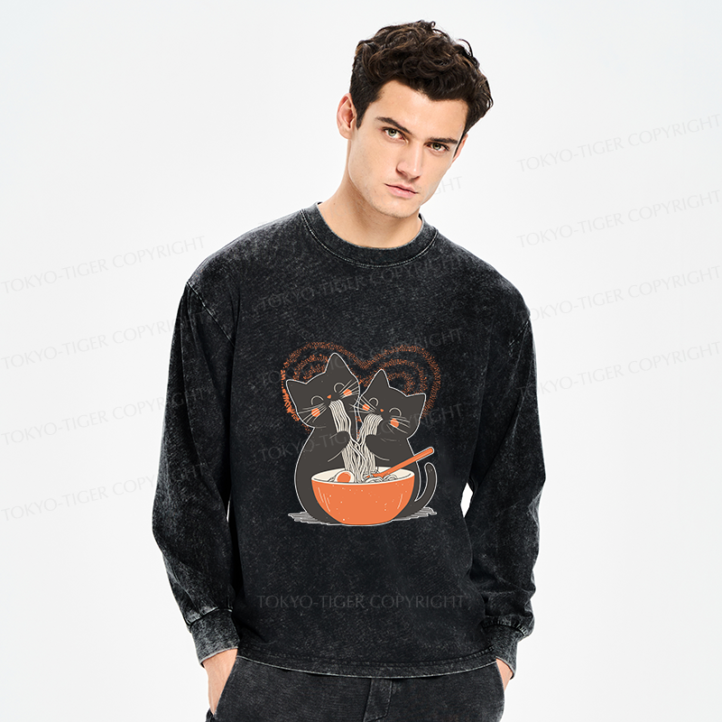 Tokyo-Tiger Let's Eat Ramen Together Washed Long Sleeve T-Shirt