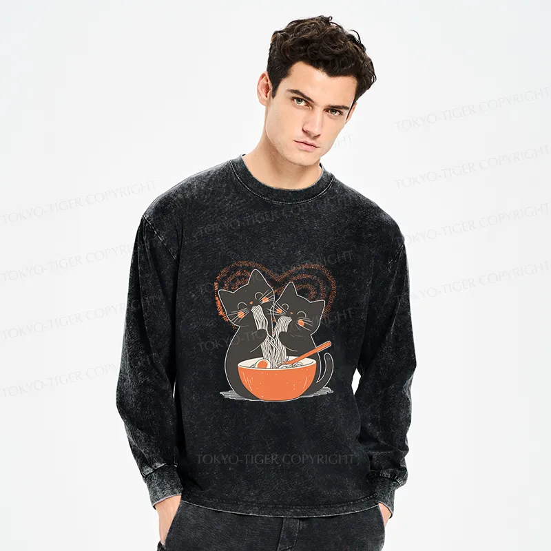 Tokyo-Tiger Let's Eat Ramen Together Washed Long Sleeve T-Shirt