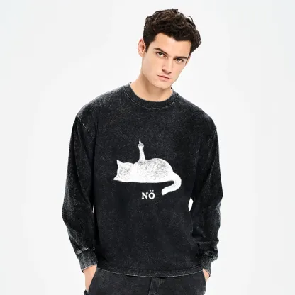 Tokyo-Tiger Cat Refused Washed Long Sleeve T-Shirt