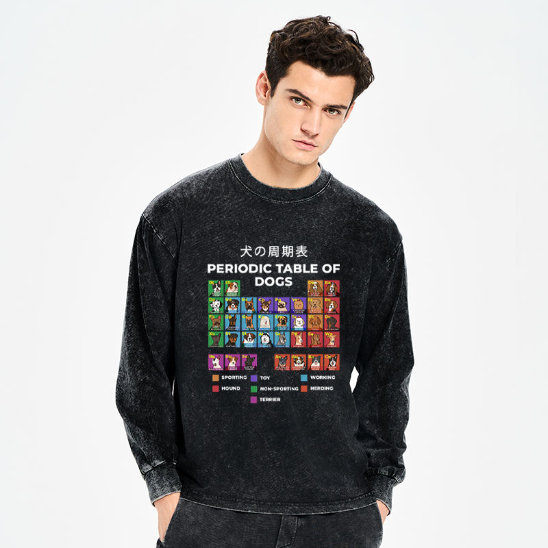 Tokyo-Tiger Periodic Table Of Dogs Washed Long Sleeve T-Shirt