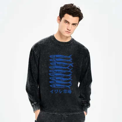 Tokyo-Tiger Sardine Market Washed Long Sleeve T-Shirt