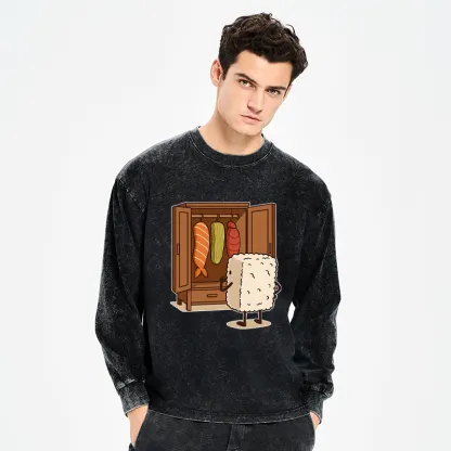 Tokyo-Tiger Sushi Pick Out Clothes Washed Long Sleeve T-Shirt