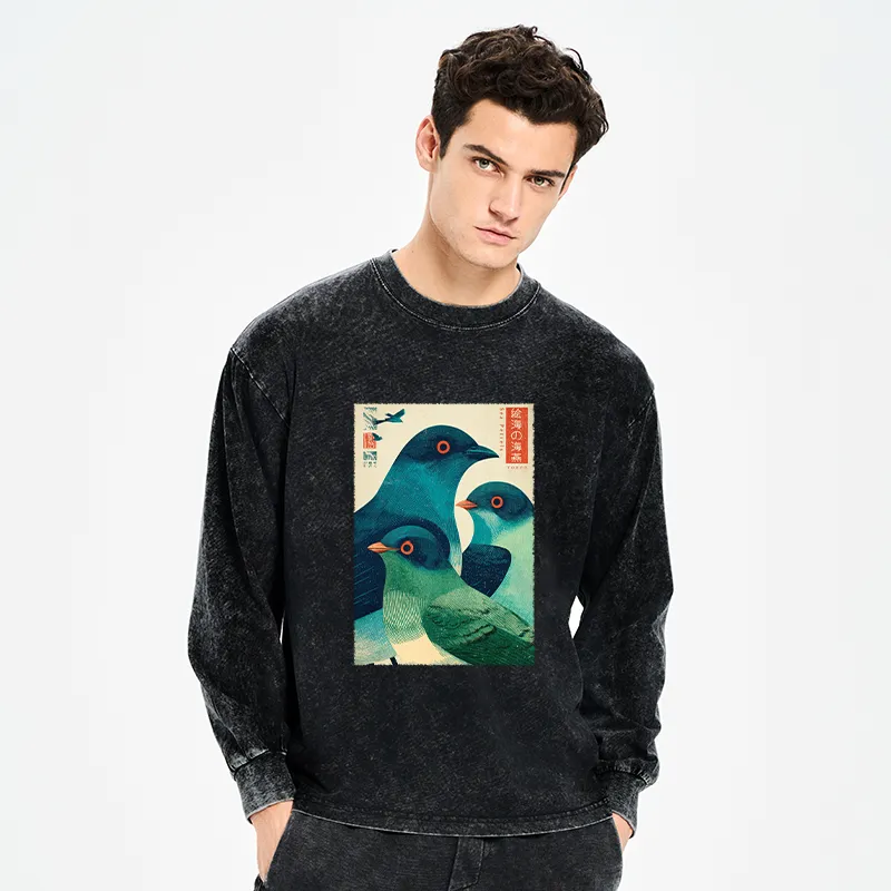 Tokyo-Tiger Petrels Of The Painted Sea Washed Long Sleeve T-Shirt