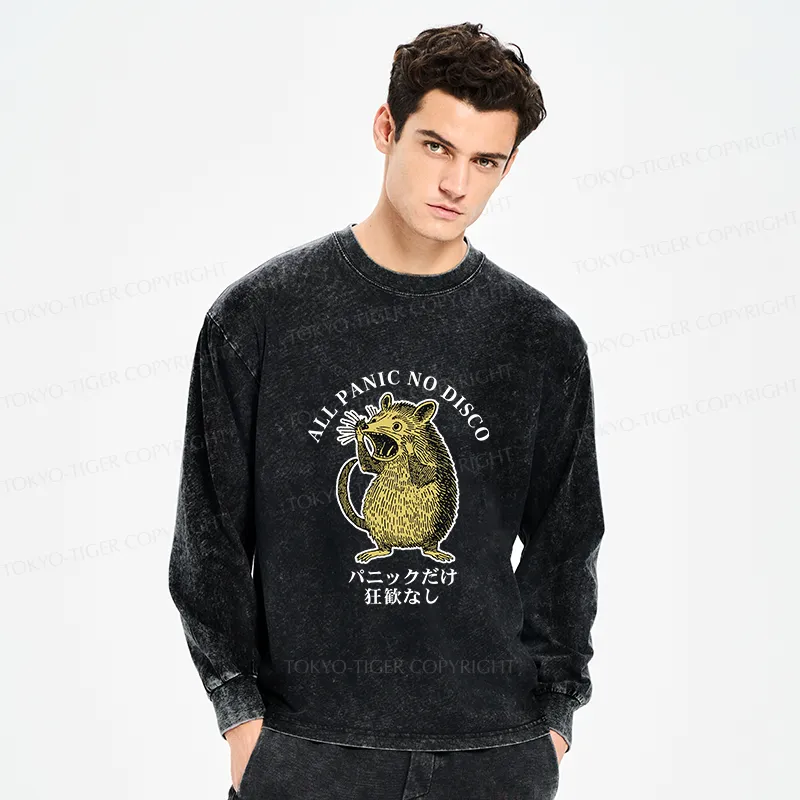 Tokyo-Tiger All Panic No Disco Washed Long Sleeve T-Shirt