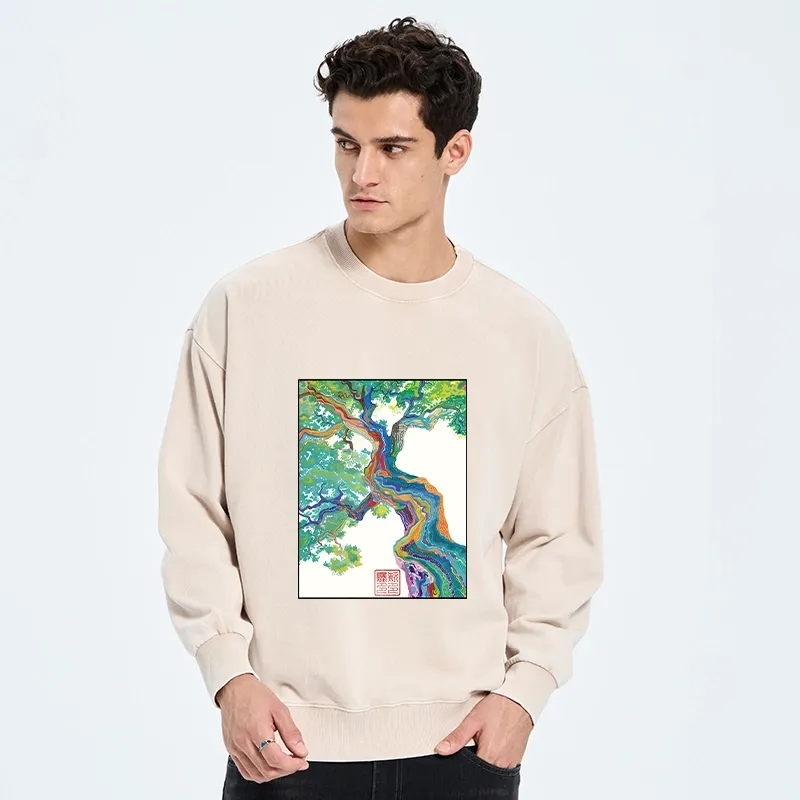 Tokyo-Tiger Colorful Magic Tree Washed Sweatshirt