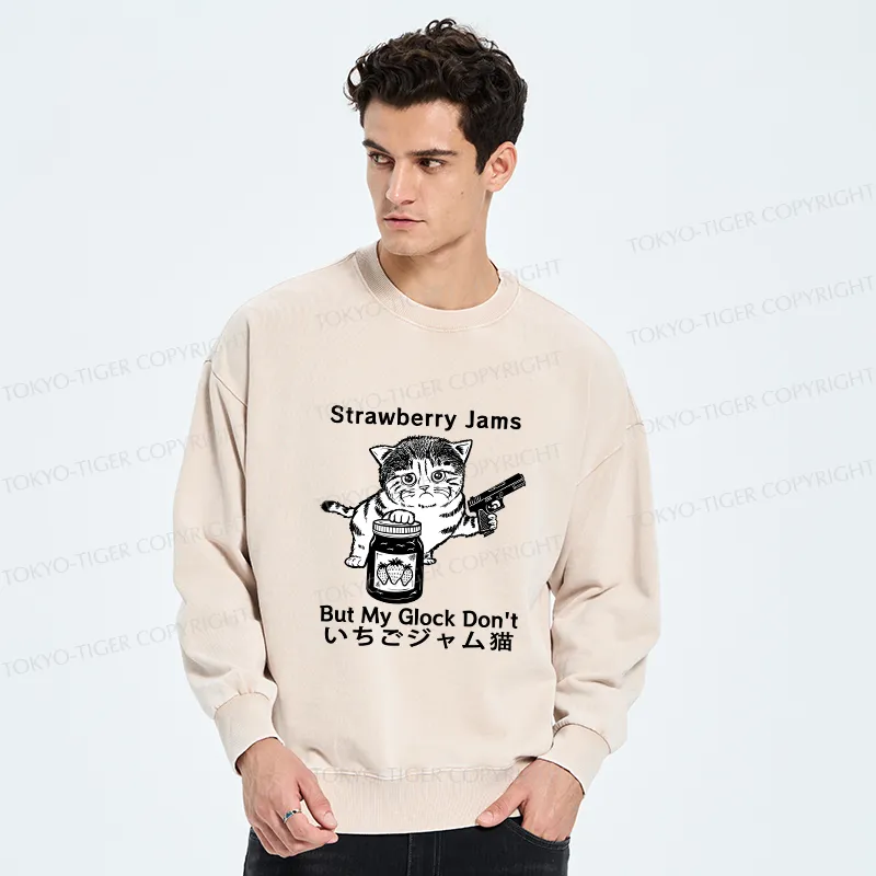Tokyo-Tiger Strawberry Jam Cat Washed Sweatshirt