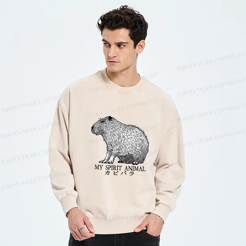 Tokyo-Tiger Capybara Spirit Washed Sweatshirt