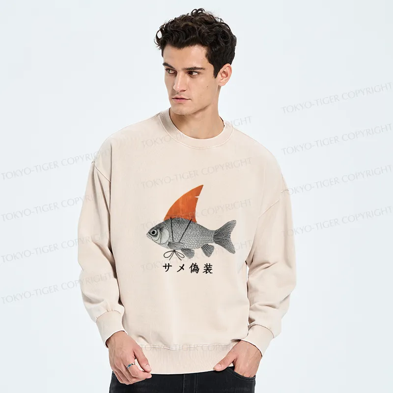 Tokyo-Tiger Fish Disguise Washed Sweatshirt