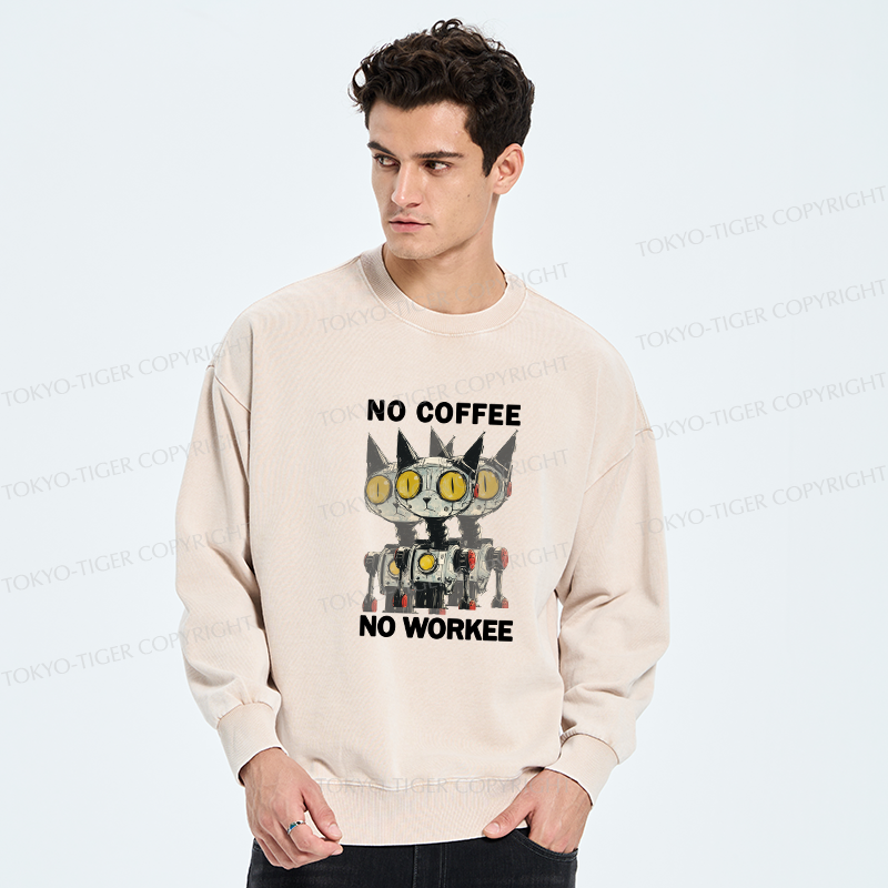 Tokyo-Tiger No Coffee No Workee Washed Sweatshirt