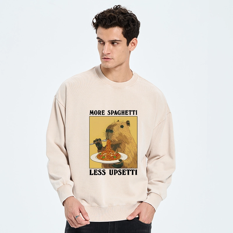 Tokyo-Tiger Capybara Eating Pasta Washed Sweatshirt
