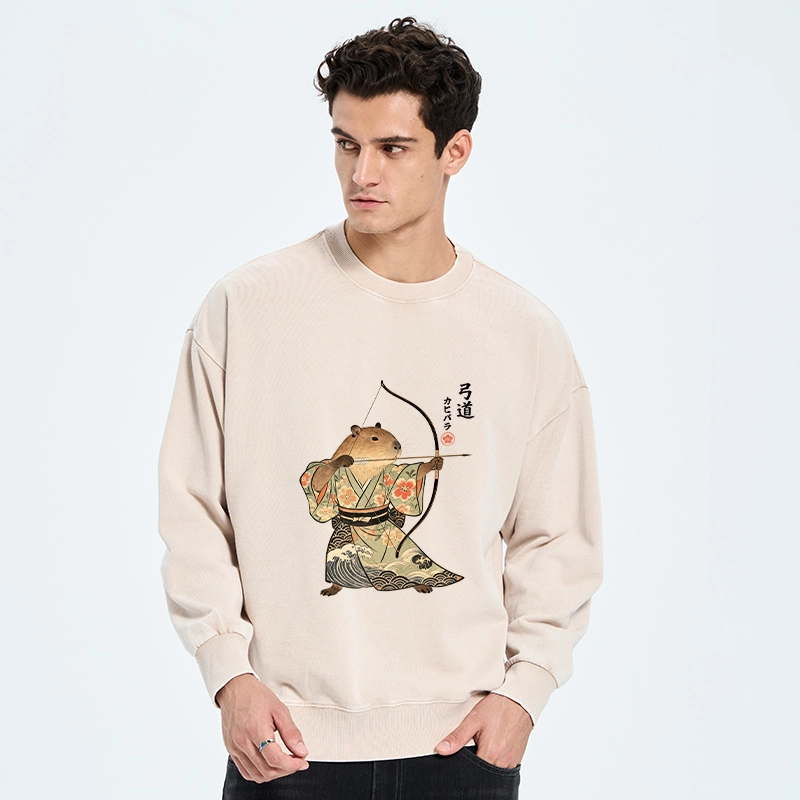 Tokyo-Tiger Capybara Archery Washed Sweatshirt
