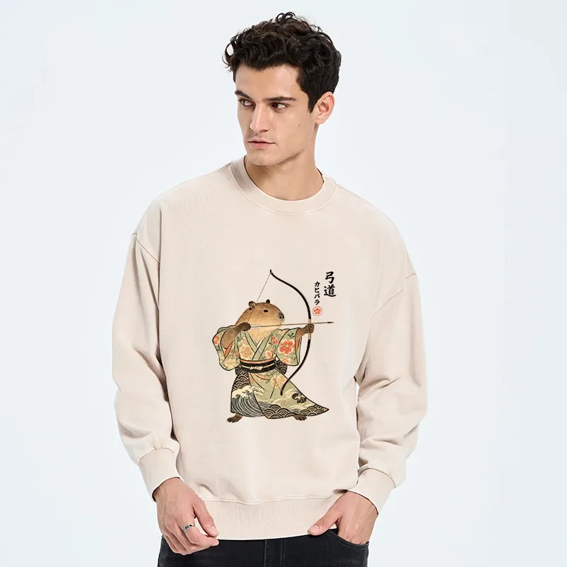 Tokyo-Tiger Capybara Archery Washed Sweatshirt