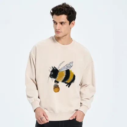 Tokyo-Tiger Catbee Funny Washed Sweatshirt