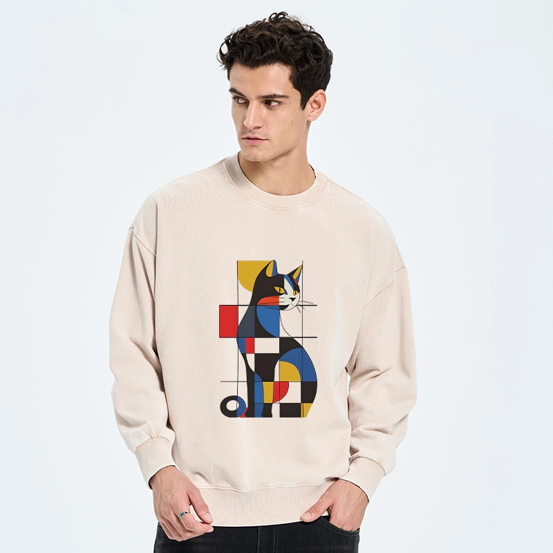 Tokyo-Tiger Mondrian Cat Washed Sweatshirt
