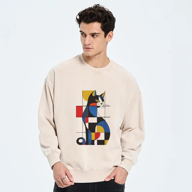 Tokyo-Tiger Mondrian Cat Washed Sweatshirt