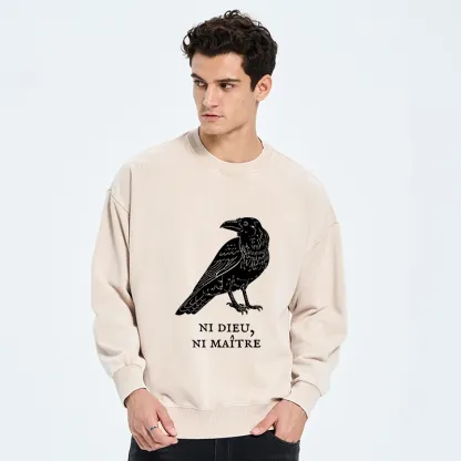 Tokyo-Tiger Crow Have A Strong Sense Of Self Washed Sweatshirt
