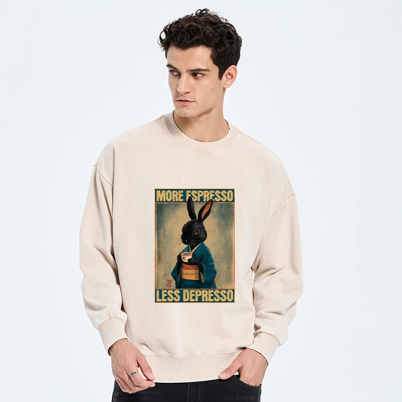 Tokyo-Tiger More Espresso Less Depresso Rabbit Washed Sweatshirt