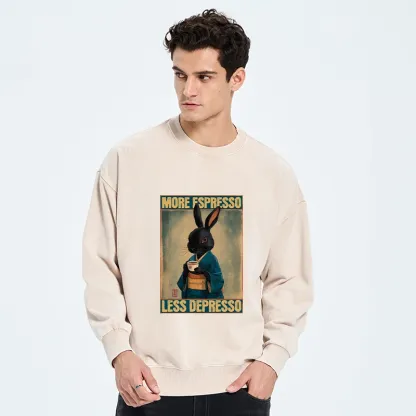 Tokyo-Tiger More Espresso Less Depresso Rabbit Washed Sweatshirt