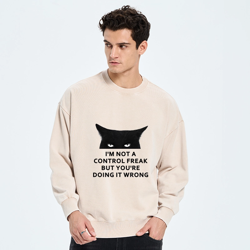 Tokyo-Tiger Control Freak Funny Washed Sweatshirt