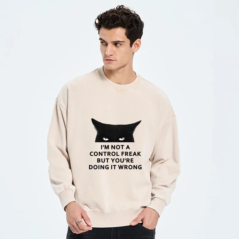 Tokyo-Tiger Control Freak Funny Washed Sweatshirt