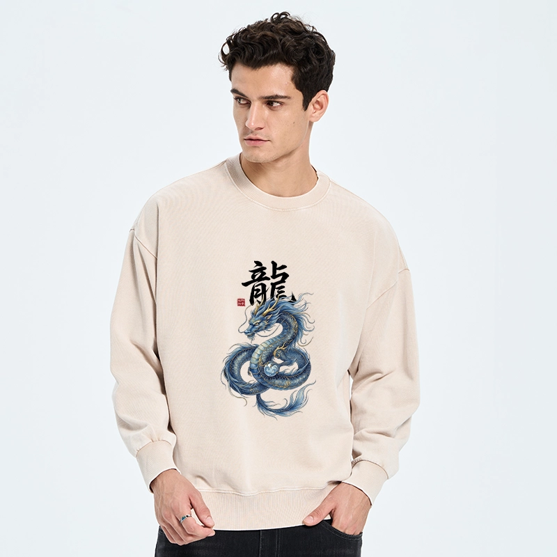 Tokyo-Tiger Mythic Blue Dragon Washed Sweatshirt