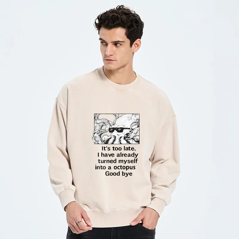 Tokyo-Tiger Octopus Meme I Disappeared Completely Washed Sweatshirt