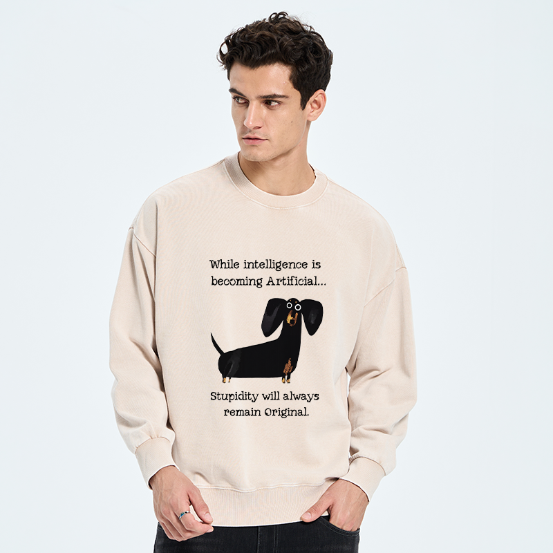 Tokyo-Tiger Dachshund Real Humor Funny Meme Washed Sweatshirt