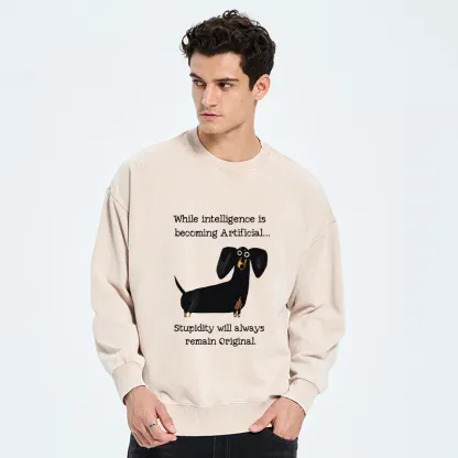 Tokyo-Tiger Dachshund Real Humor Funny Meme Washed Sweatshirt