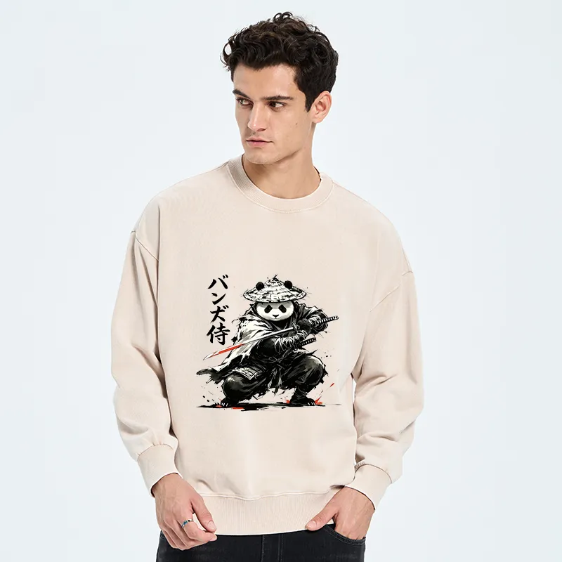 Tokyo-Tiger Panda Samurai Warrior Washed Sweatshirt