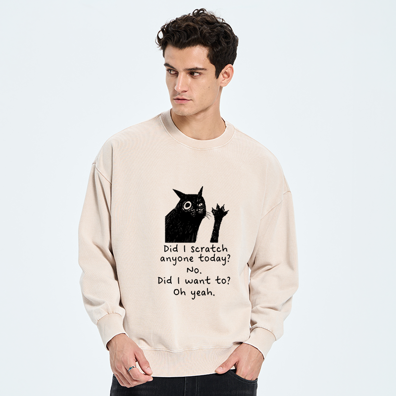 Tokyo-Tiger Black Cat Scratches People Washed Sweatshirt