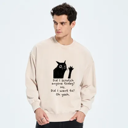 Tokyo-Tiger Black Cat Scratches People Washed Sweatshirt