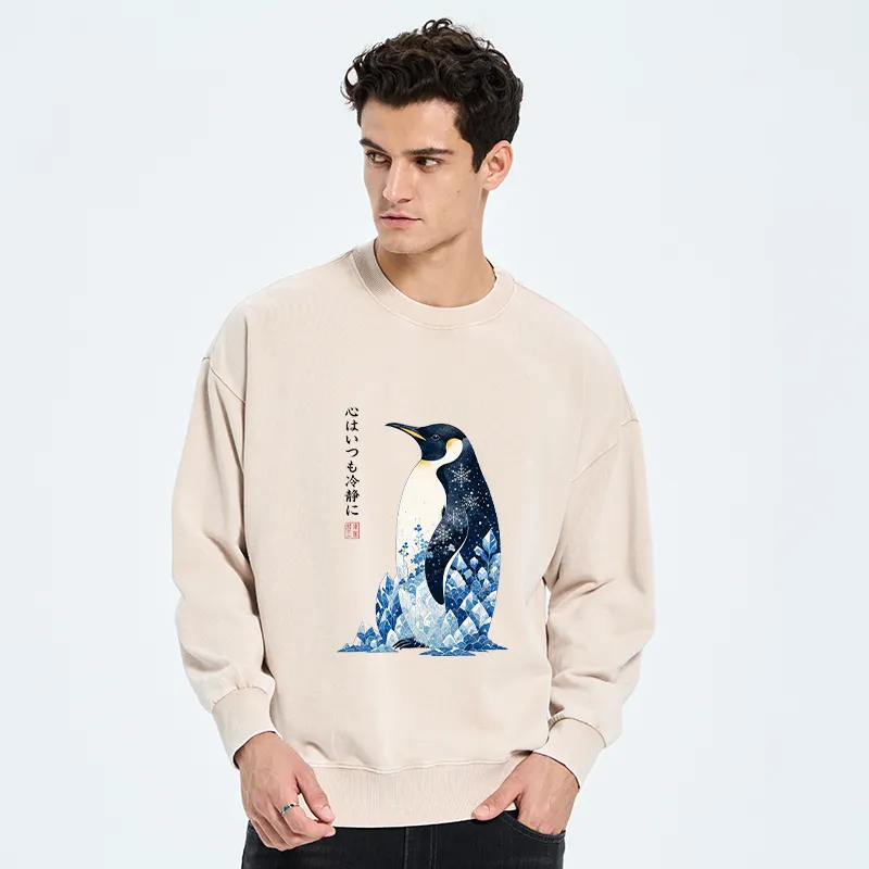 Tokyo-Tiger Keep Calm Penguin Washed Sweatshirt