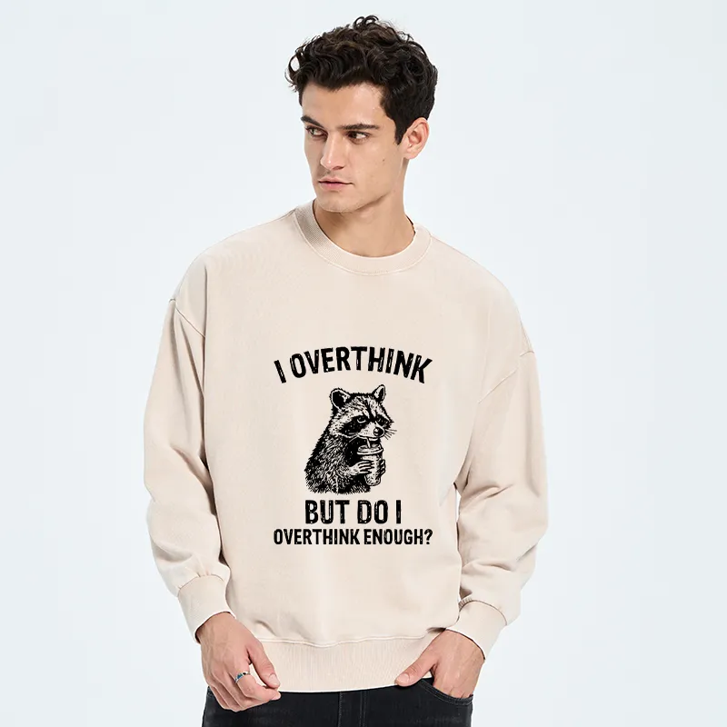 Tokyo-Tiger Constant Overthinking Washed Sweatshirt