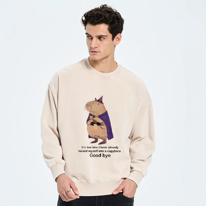 Tokyo-Tiger Funny Wizard Capybara Washed Sweatshirt