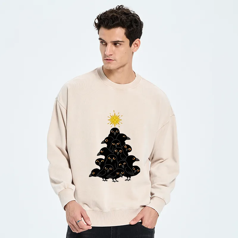 Tokyo-Tiger Crow Christmas Tree Washed Sweatshirt