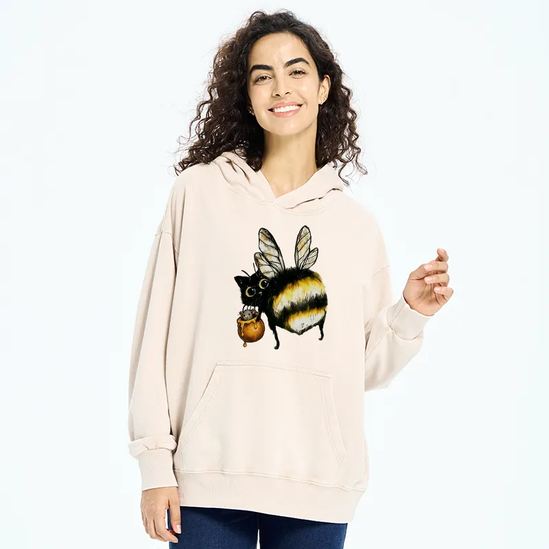 Tokyo-Tiger Cute Catbee Butt Washed Hoodie